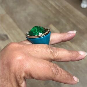Elegant Green and Gold Statement Ring size 51/2